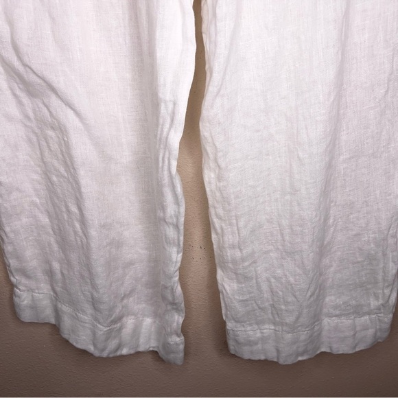 Medium Cynthia Rowley Pure Linen Pants White Wide Leg Drawstring Waist Neutral - Picture 7 of 11